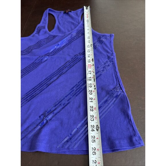 Glo Womens XL Purple Racerback Tank Top With Sequined Stripes - Picture 6 of 7